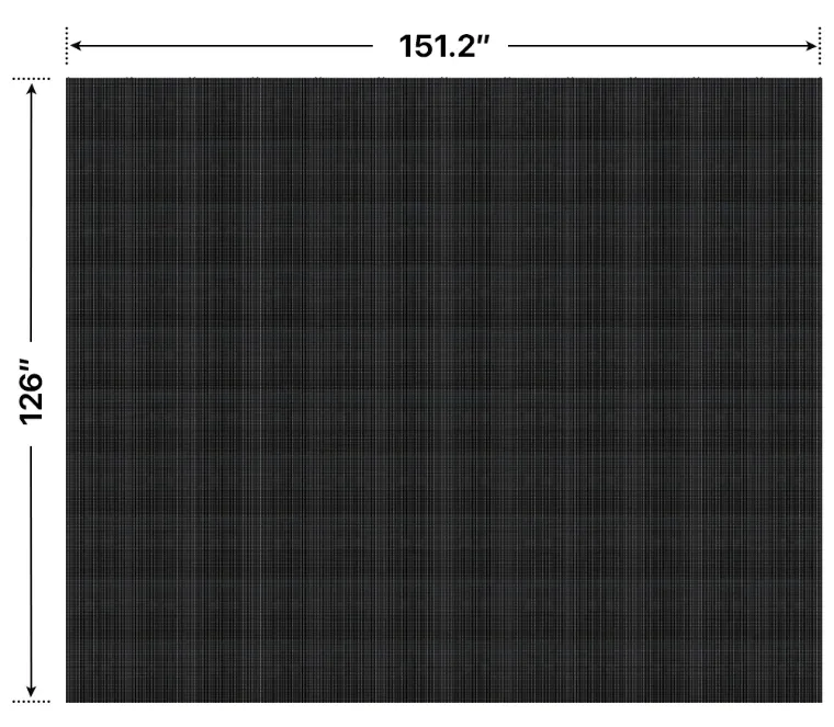 Front elevation of a 10x12 LED sign, 151.2″ wide by 126″ tall