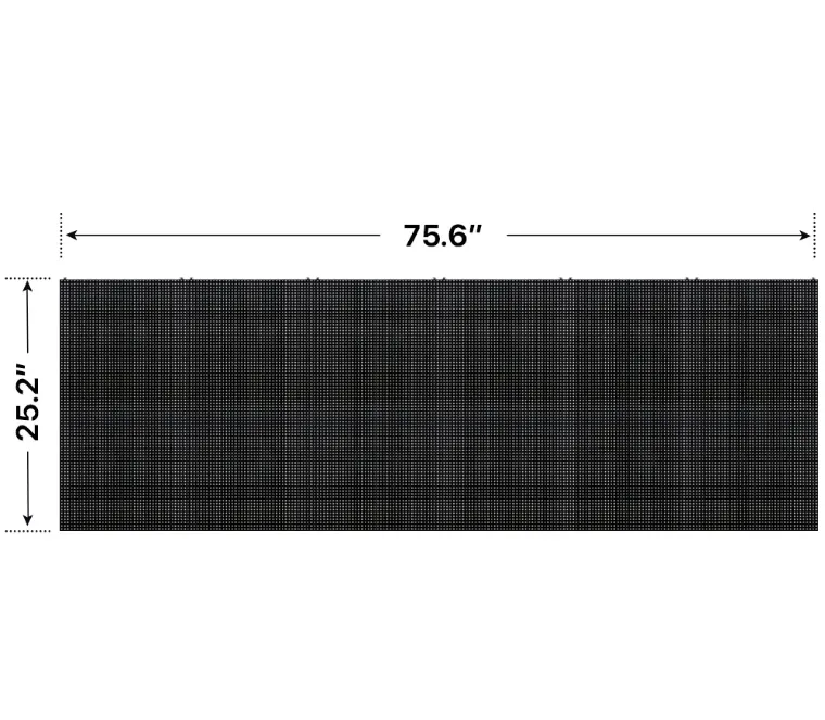 Front elevation of a 2x6 LED sign, 75.6″ wide by 25.2″ tall