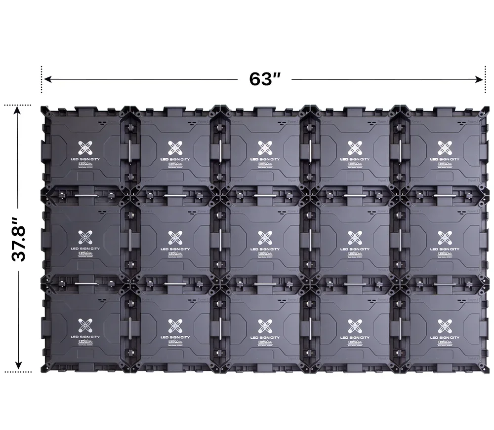 Back elevation of a 3x5 LED sign, 63″ wide by 37.8″ tall