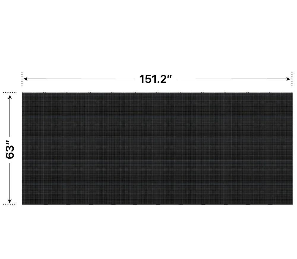 Front elevation of a 5x12 LED sign, 151.2″ wide by 63″ tall