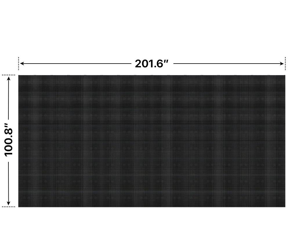 Front elevation of an 8x16 LED sign, 201.6″ wide by 100.8″ tall