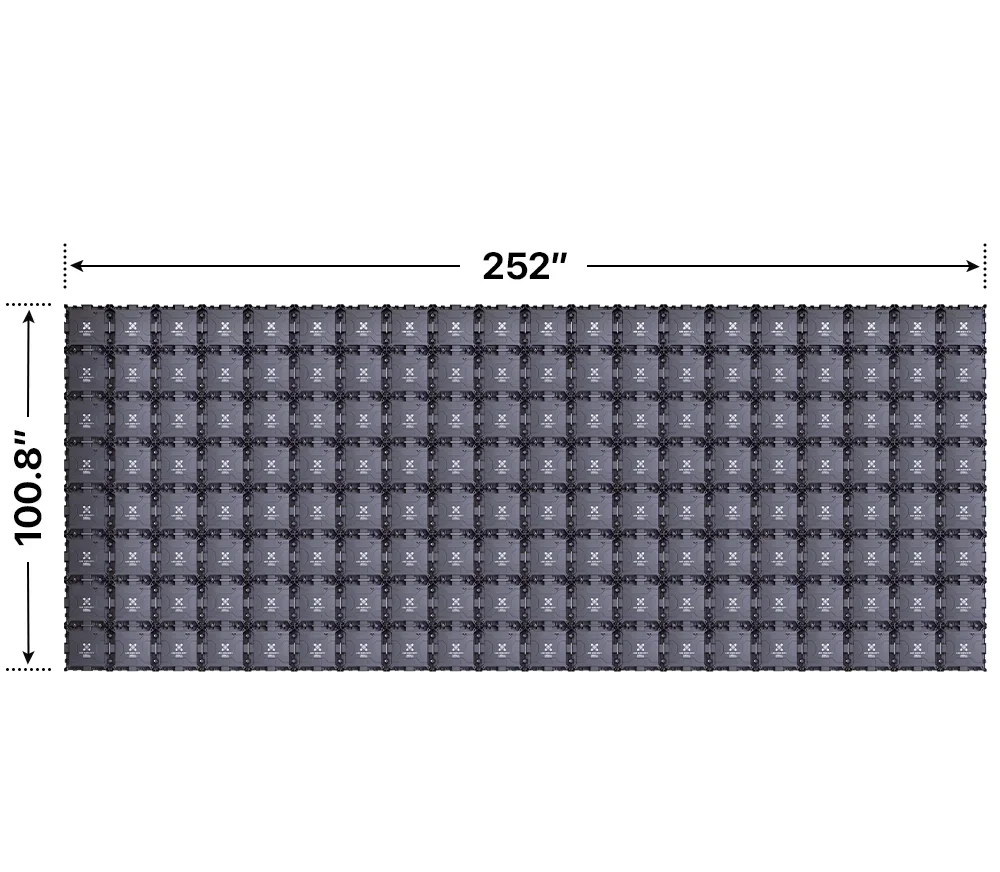 Back elevation of an 8x20 LED sign, 252″ wide by 100.8″ tall