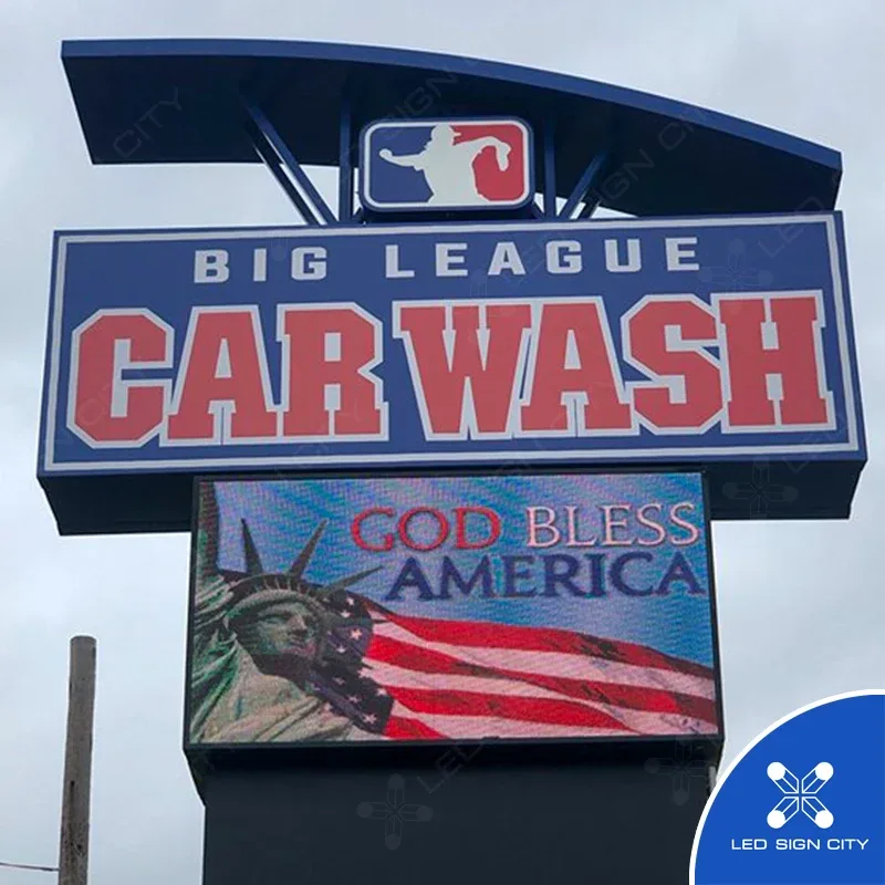 Big League Car Wash dual-face LED pylon